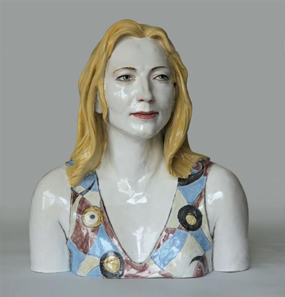 Rosi Steinbach: Bea, 2010, ceramic, glazed, painted, 46 x 40 x 24 cm
/Kunstfonds, Staatliche Kunstsammlungen Dresden [Art Fund, Dresden State Art Collections]

